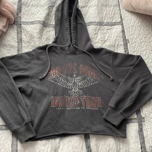 Edgy Dark Grey Cropped Hoodie